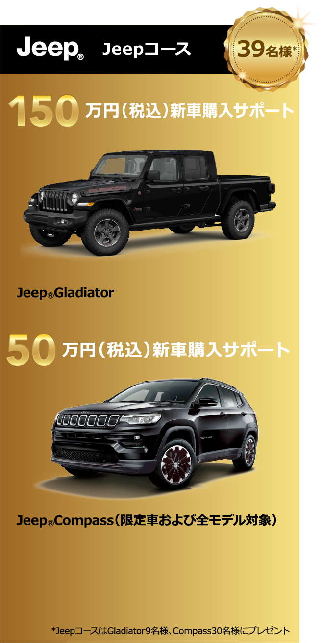Jeepコース 150万円（税込）新車購入サポート