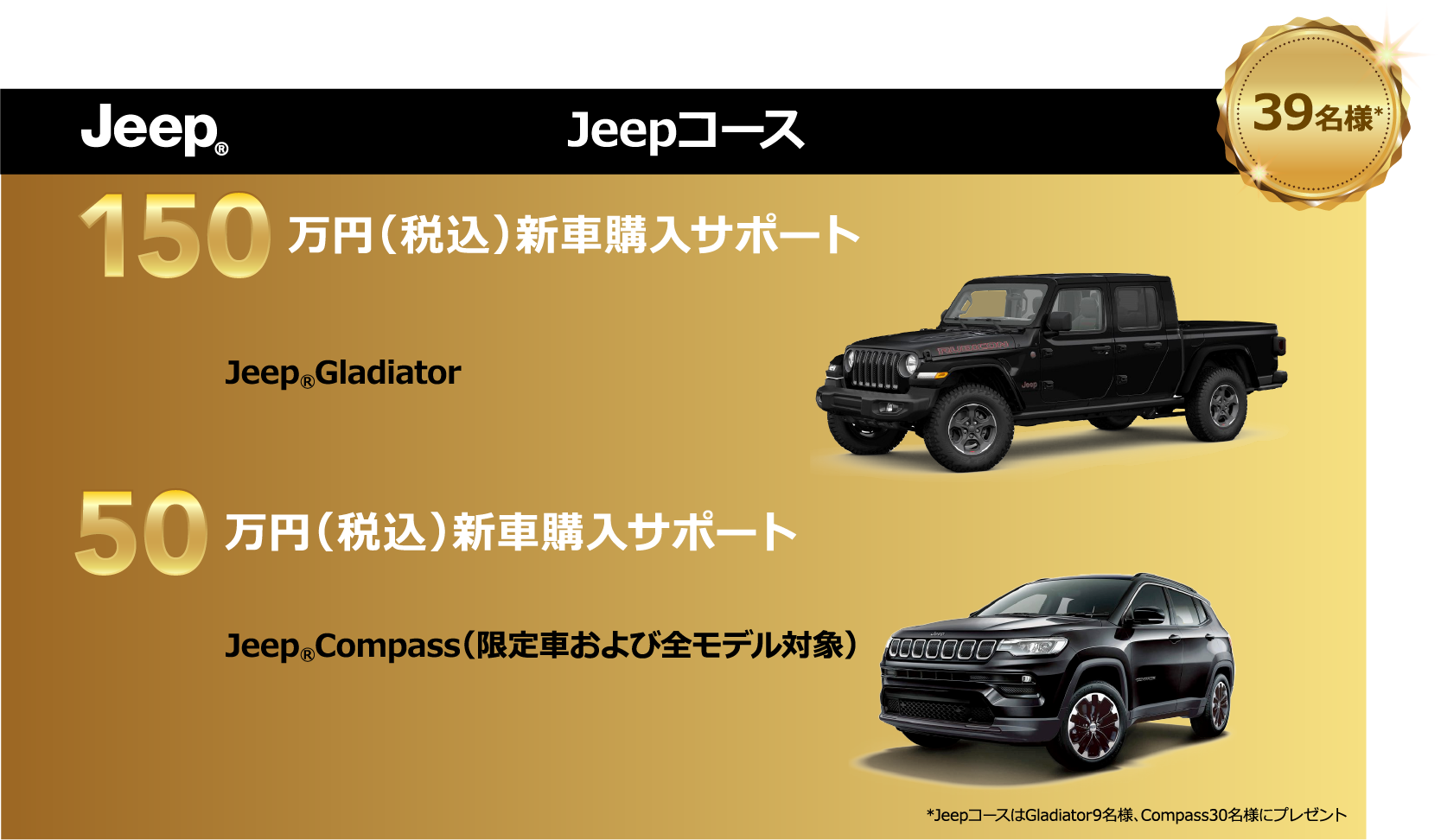 Jeepコース 150万円（税込）新車購入サポート